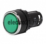 Кнопка нажимная моноблочная зелёная 22 мм, IP 40, 1НО+1НЗ MB102DY