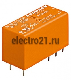 PCB реле силовое,2 перекл. конт, 8A, 24V DC,5mm, позолоч. RT425024 Силовое реле
